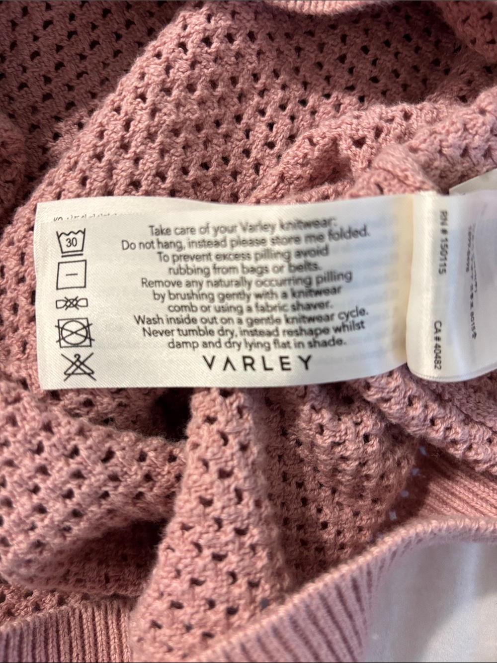 Varley Pink Openwork V-Neck Knit Sweater - Picture 7 of 8